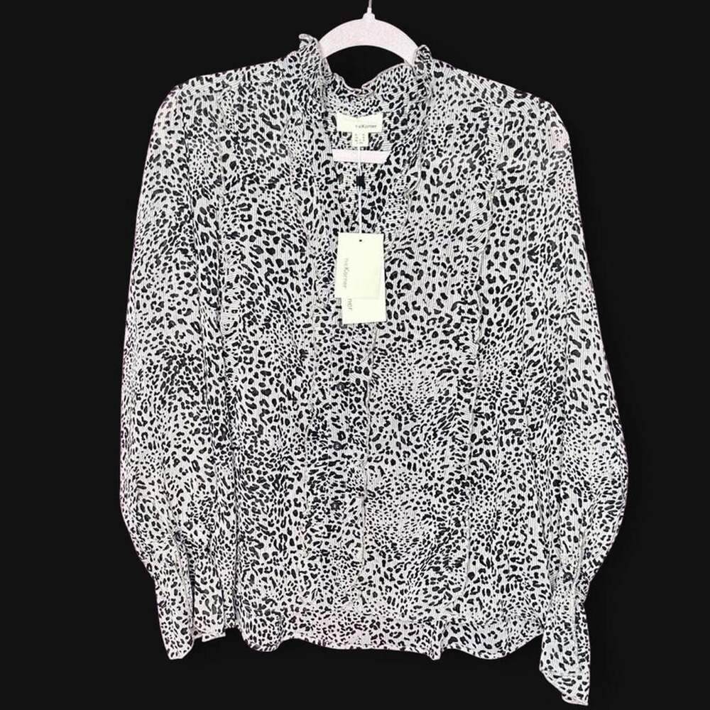 The Korner Leopard Print Ruffle Collar Blouse